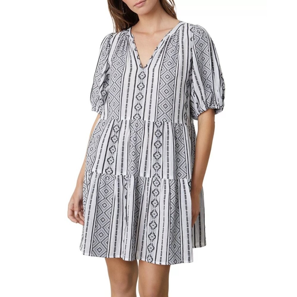 Velvet By Graham & Spencer Women's Monique Jacquard Boho Dress Black White S